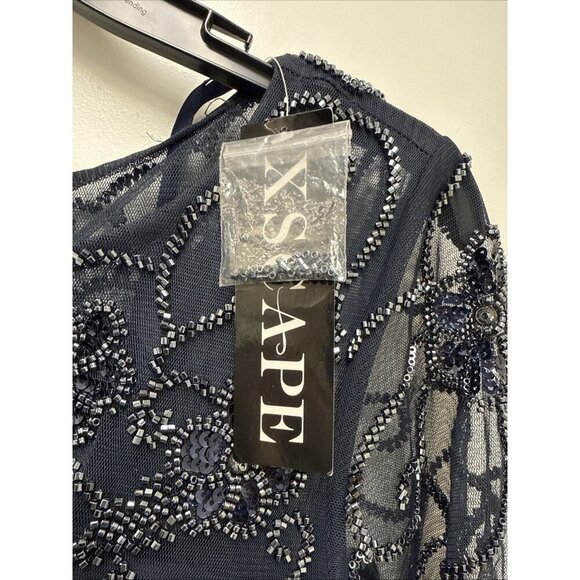 Xscape Womens Size 4 Navy Blue Ruched Embellished Formal Evening Dress Gown - Picture 12 of 12